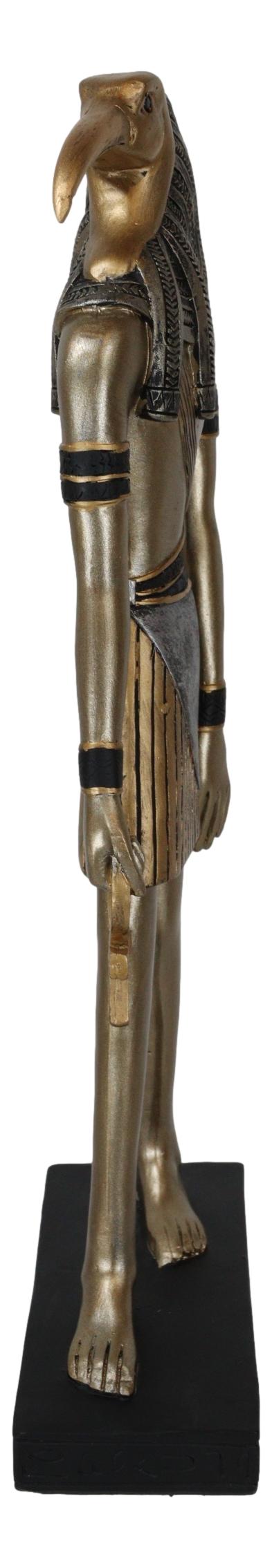 Ebros Gift Classical Egyptian God Thoth Holding Ankh Slim Profile Bronzed Figurine 10" H