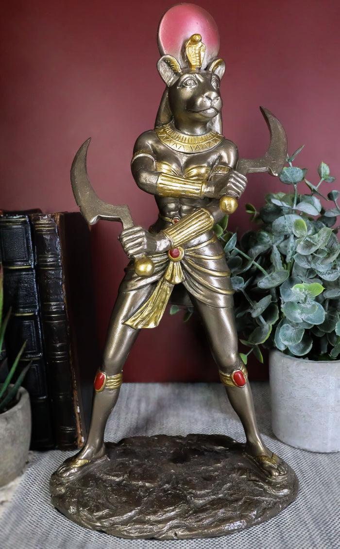 ebros gift Classical Egyptian Goddess Sekhmet Ra With Solar Disc And Uraeus Statue 11"H