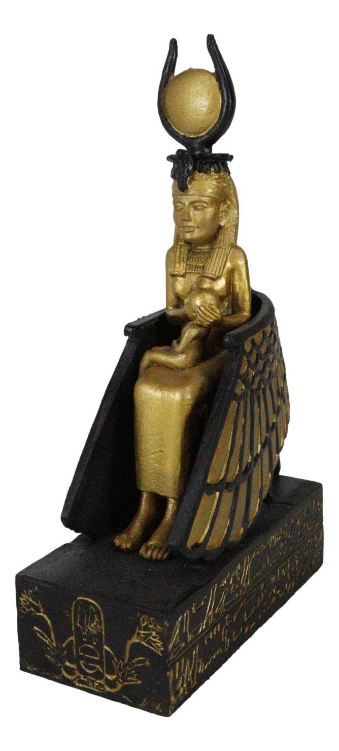Ebros Gift Classical Egyptian Golden Goddess Iset Isis Ra Nursing Horus Baby Figurine