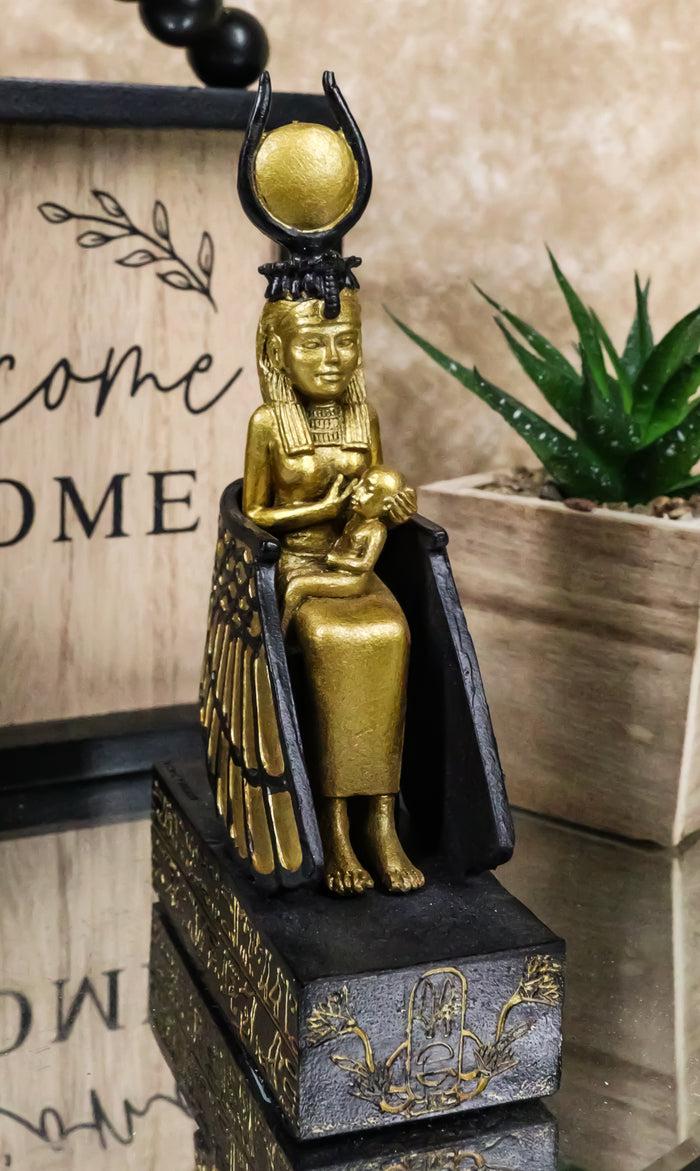 ebros gift Classical Egyptian Golden Goddess Iset Isis Ra Nursing Horus Baby Figurine