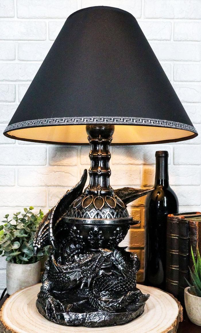 ebros gift Climbing Gothic Dragon Desktop Table Lamp Statue Decor With Shade 19"H