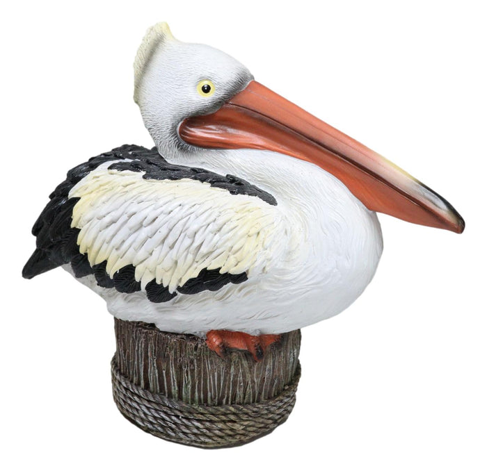 Ebros Gift Coastal Marine Great White Pelican Sea Bird Perching On Getty Post Figurine