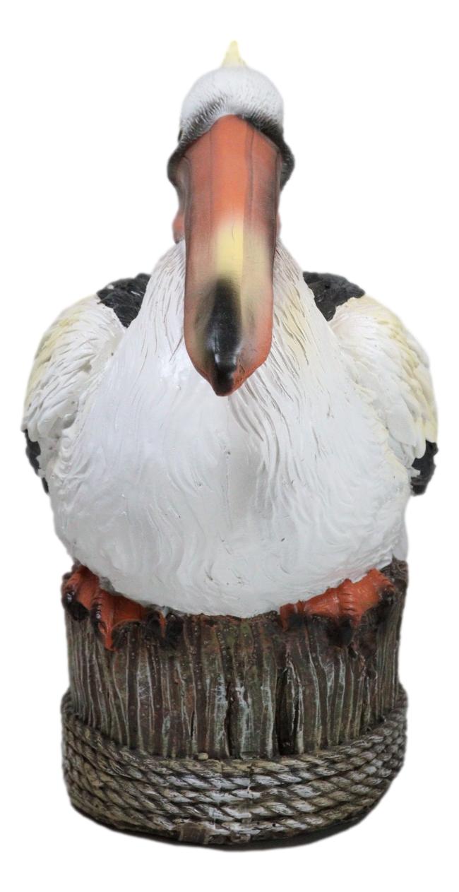 Ebros Gift Coastal Marine Great White Pelican Sea Bird Perching On Getty Post Figurine