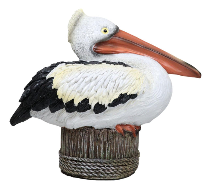 Ebros Gift Coastal Marine Great White Pelican Sea Bird Perching On Getty Post Figurine