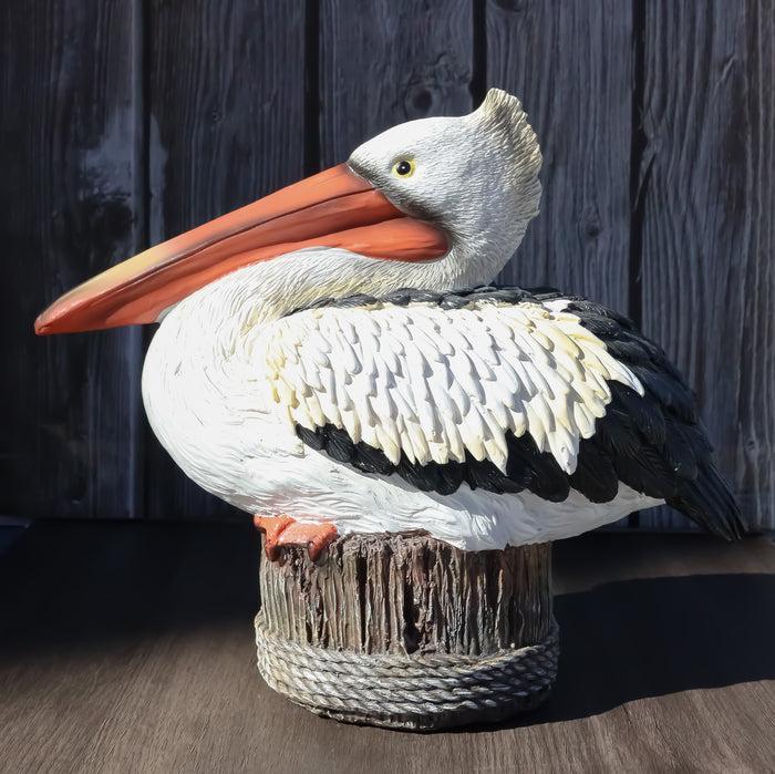 ebros gift Coastal Marine Great White Pelican Sea Bird Perching On Getty Post Figurine