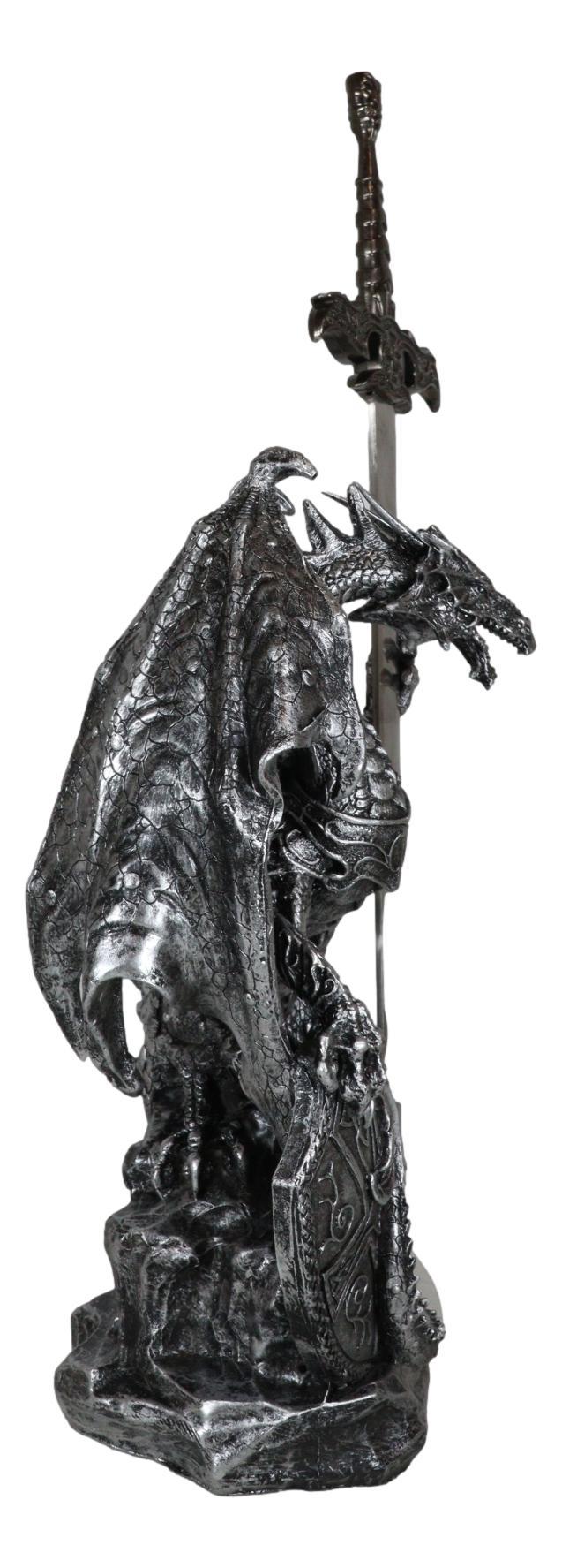Ebros Gift Coat Of Arms Knight Dragon With Heraldry Shield And Sword Letter Opener Figurine