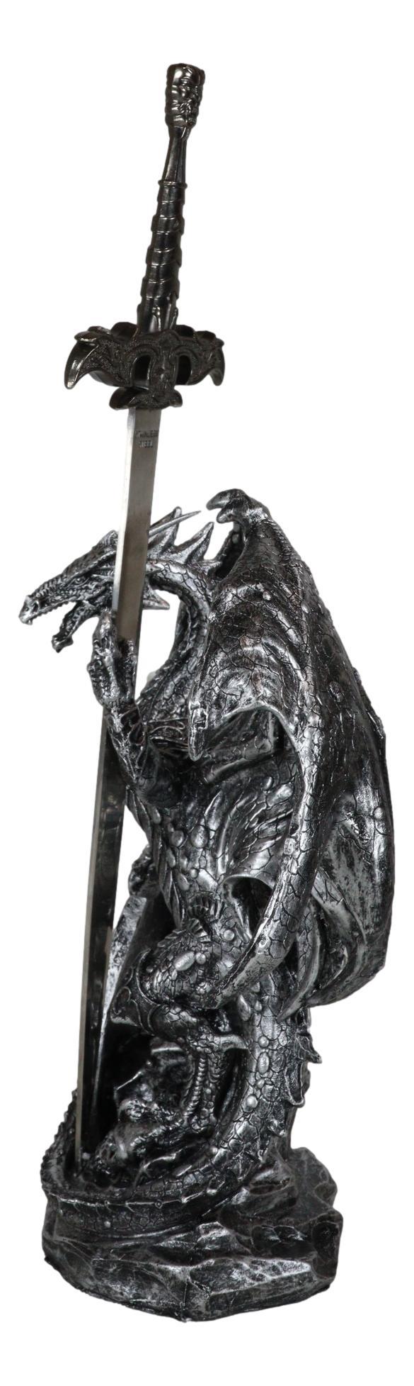 Ebros Gift Coat Of Arms Knight Dragon With Heraldry Shield And Sword Letter Opener Figurine