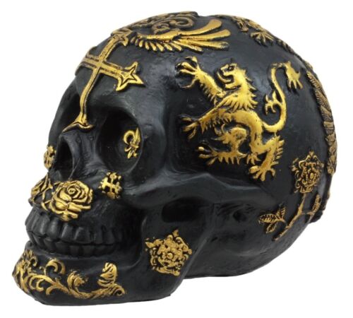 Ebros Gift Coat Of Arms Templar Saint George Skull Figurine Royal Lion Heraldry Le Fleur
