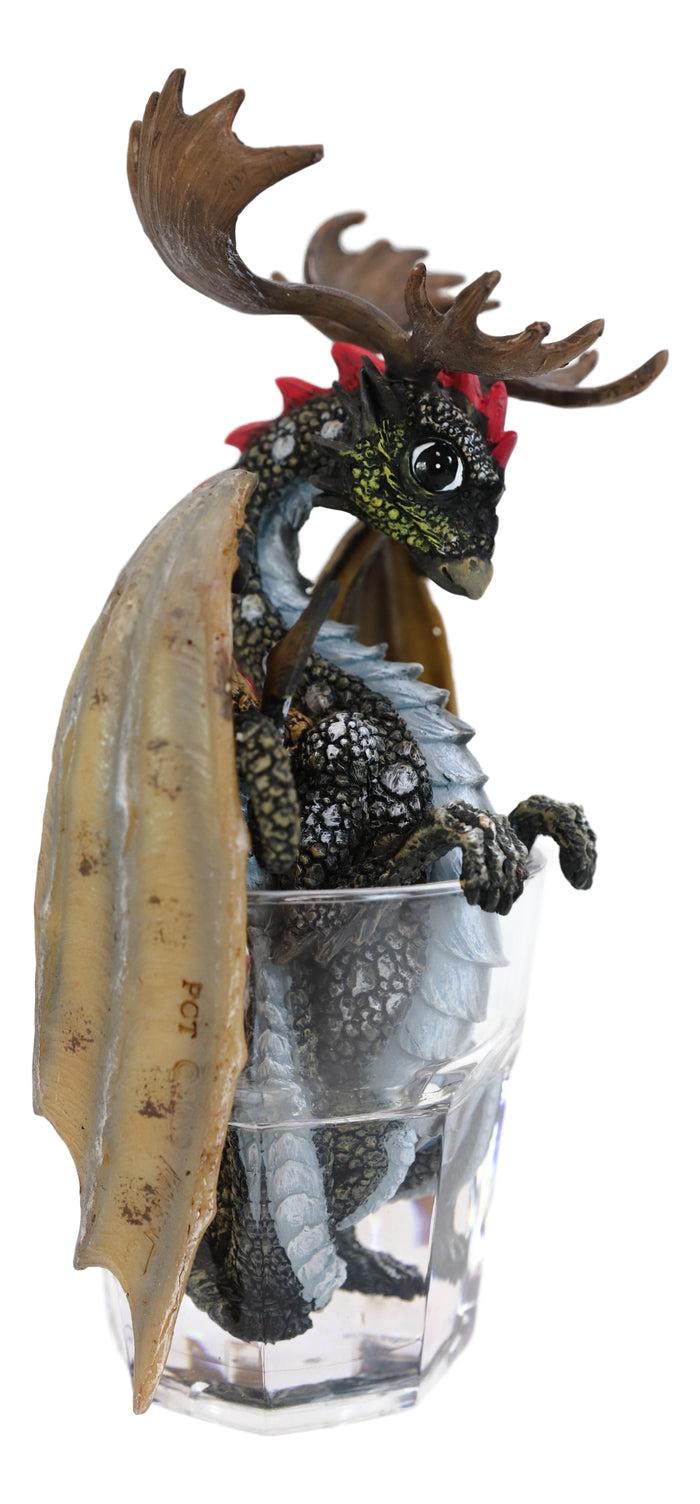 Ebros Gift Cocktail Spirit Drunken Vodka Elk Moose Dragon Statue Fantasy Decor Figurine