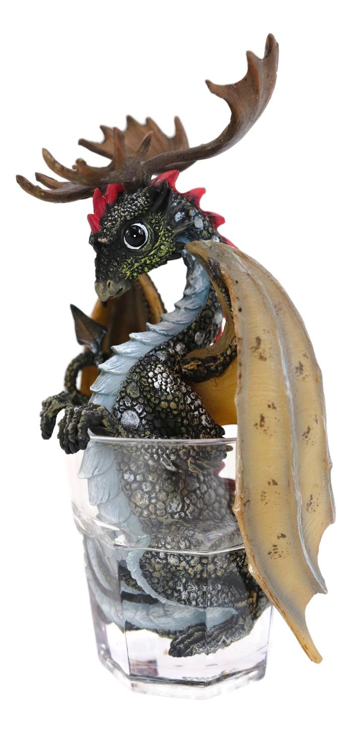 Ebros Gift Cocktail Spirit Drunken Vodka Elk Moose Dragon Statue Fantasy Decor Figurine