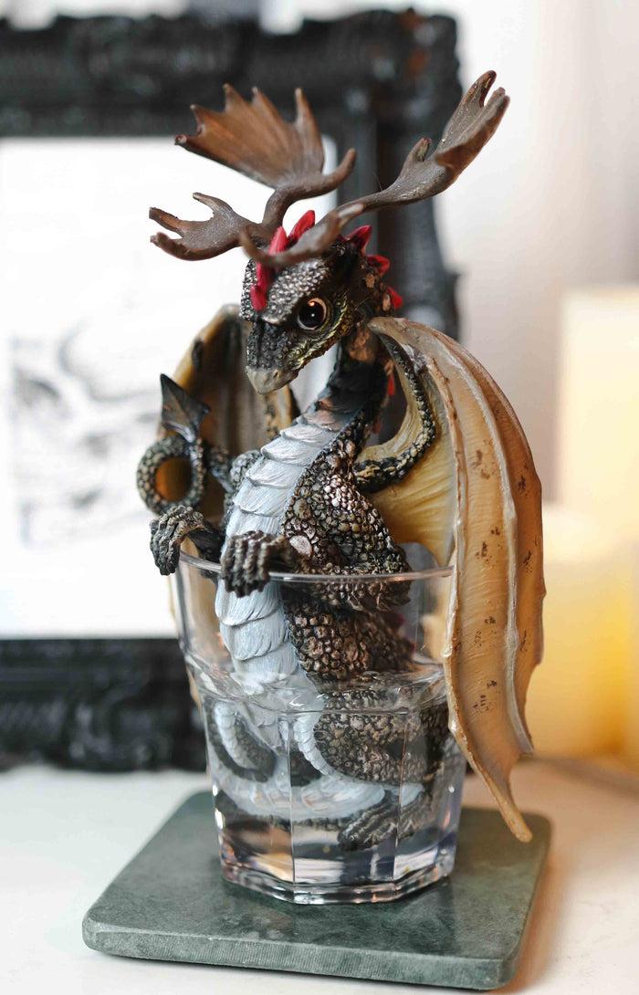 ebros gift Cocktail Spirit Drunken Vodka Elk Moose Dragon Statue Fantasy Decor Figurine