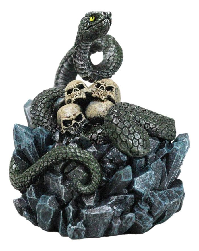 Ebros Gift Coiled Attacking Snake On Mound Of Skulls At Crystal Rock Quarry Figurine