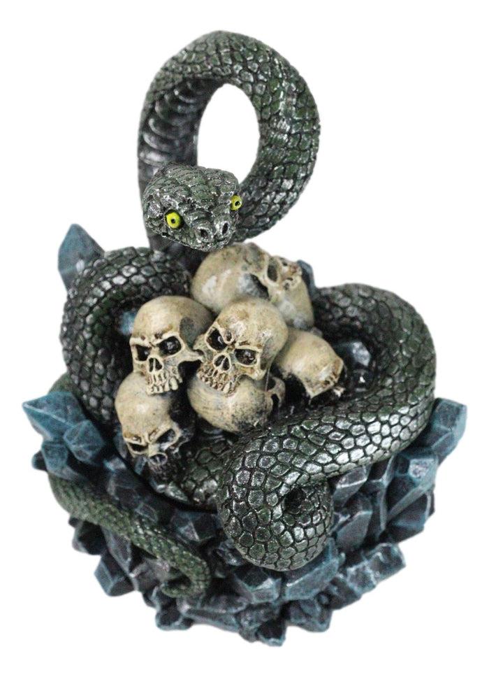 Ebros Gift Coiled Attacking Snake On Mound Of Skulls At Crystal Rock Quarry Figurine