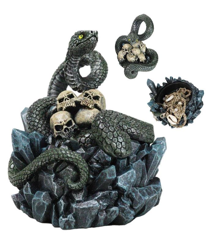 ebros gift Coiled Attacking Snake On Mound of Skulls at Crystal Rock Quarry Figurine