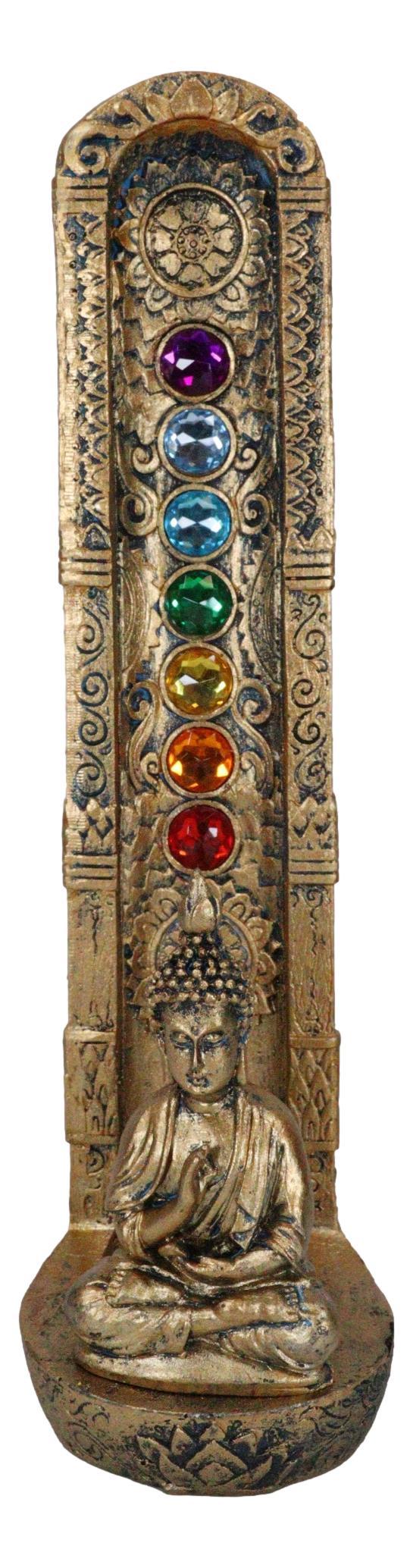 Ebros Gift Colorful 7 Chakra Zone Colors Meditating Buddha Monk Incense Burner Figurine