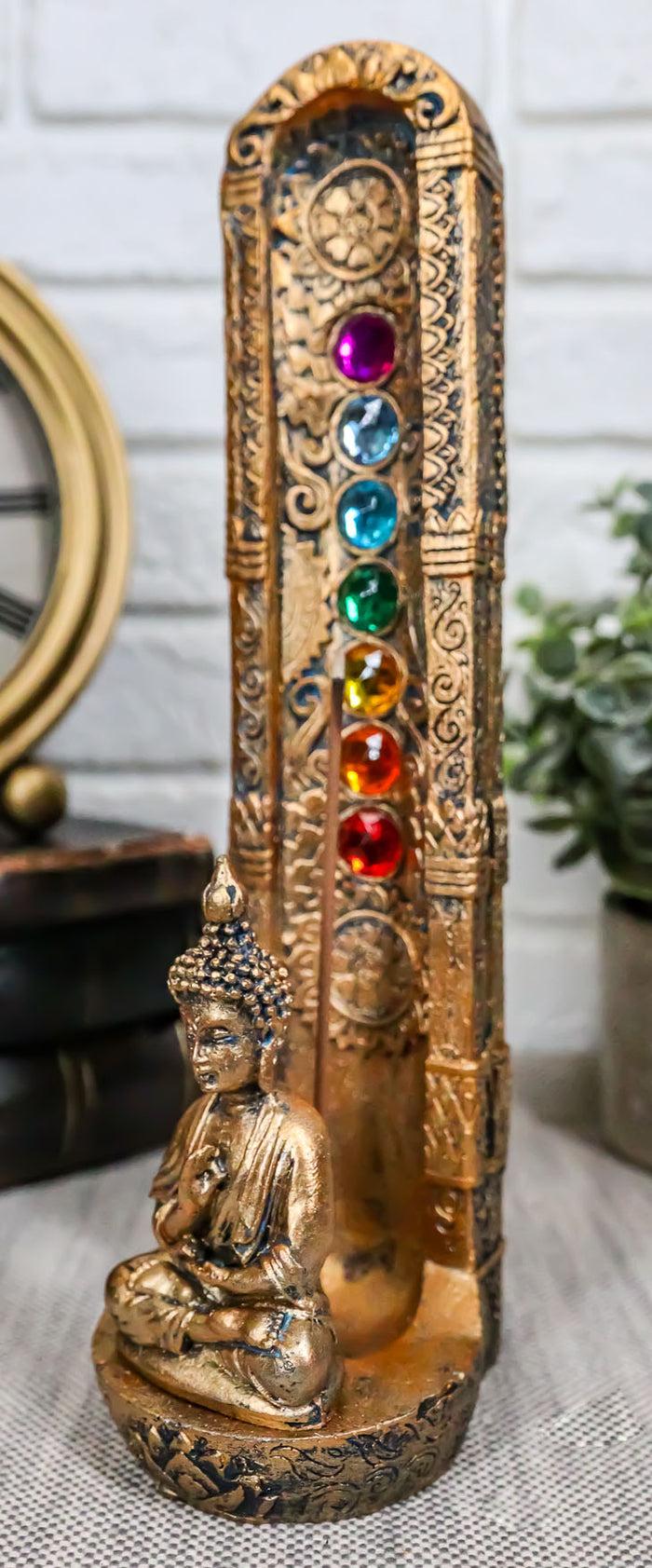 Ebros Gift Colorful 7 Chakra Zone Colors Meditating Buddha Monk Incense Burner Figurine