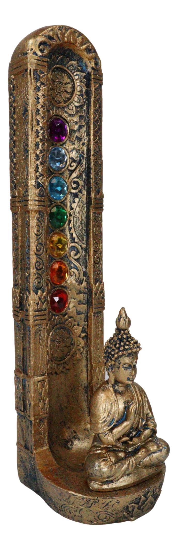 Ebros Gift Colorful 7 Chakra Zone Colors Meditating Buddha Monk Incense Burner Figurine