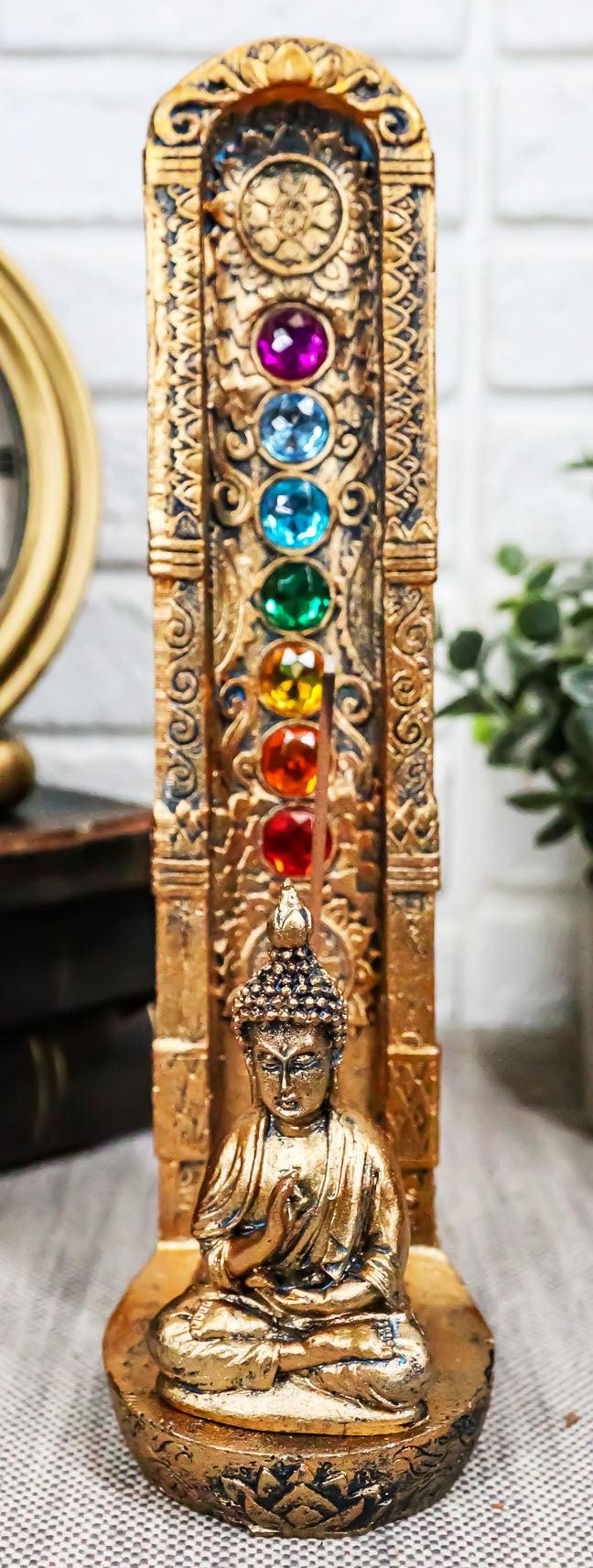ebros gift Colorful 7 Chakra Zone Colors Meditating Buddha Monk Incense Burner Figurine
