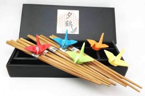 Ebros Gift Colorful Crane Birds Set Of 5 Chopsticks And Rest Set Asian Dining Chopstick Art