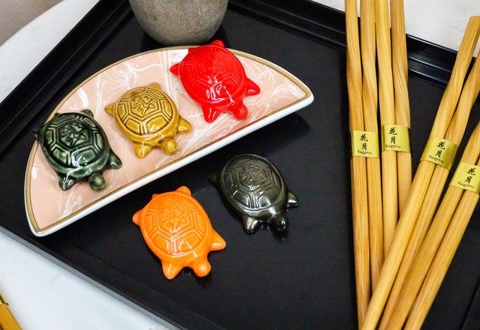 ebros gift Colorful Fortune Turtles Tortoises Set of 5 Chopsticks And Flatware Holder Rests