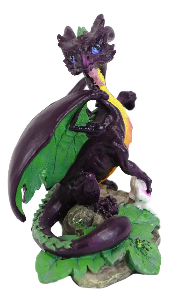 Ebros Gift Colorful Fruits Vegetables Purple Eggplant Dragon Figurine Fairy Garden Decor
