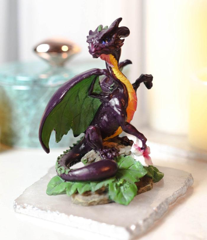Ebros Gift Colorful Fruits Vegetables Purple Eggplant Dragon Figurine Fairy Garden Decor