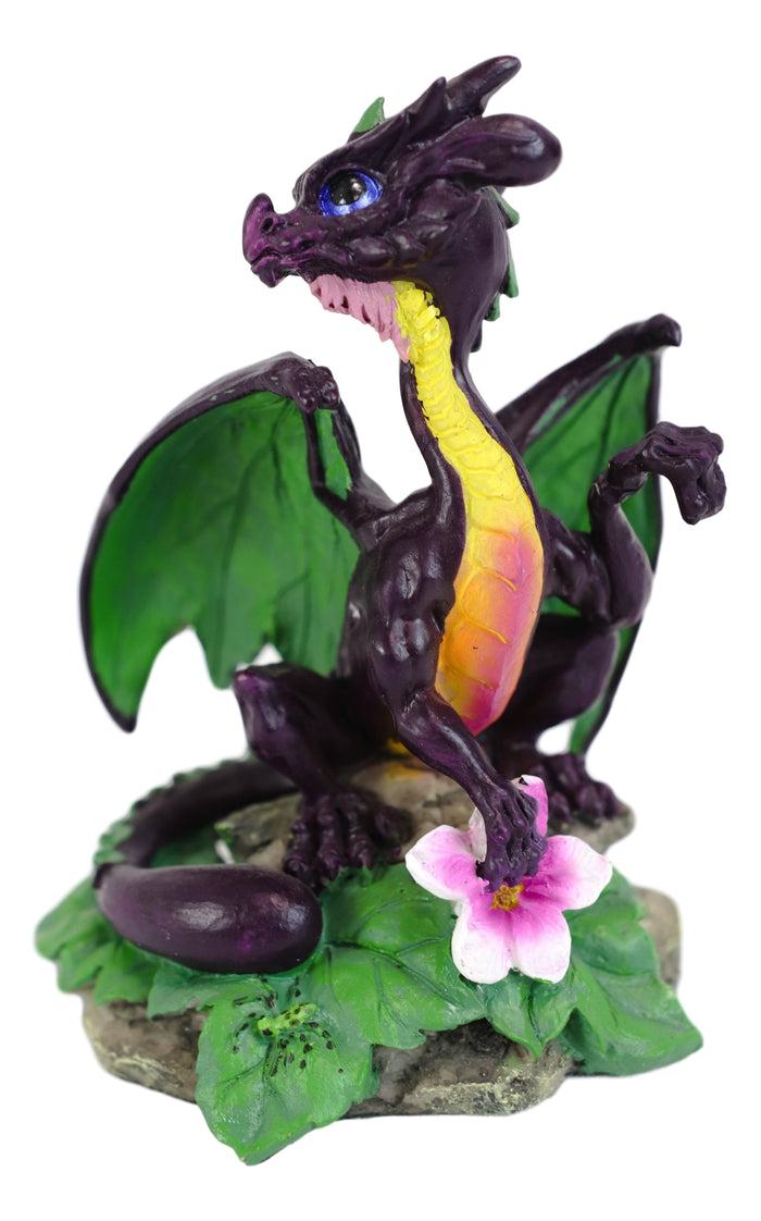 Ebros Gift Colorful Fruits Vegetables Purple Eggplant Dragon Figurine Fairy Garden Decor
