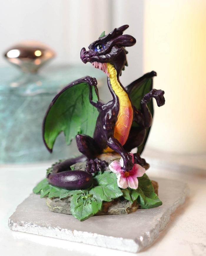 ebros gift Colorful Fruits Vegetables Purple Eggplant Dragon Figurine Fairy Garden Decor