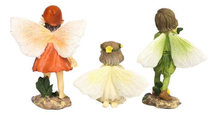 Ebros Gift Colorful Gardening Sunflower Girl Fairies Set Of 3 Fairy Garden Mini Figurines