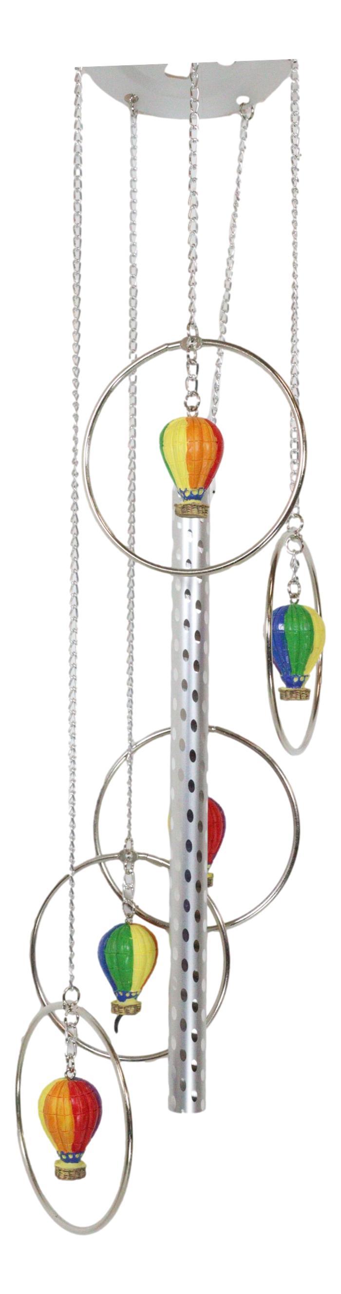 Ebros Gift Colorful Hot Air Balloons Aircraft With Wicker Baskets Wind Chime Figurine