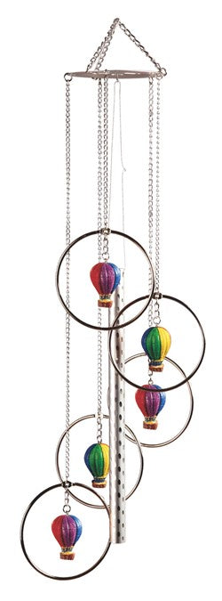 ebros gift Colorful Hot Air Balloons Aircraft With Wicker Baskets Wind Chime Figurine