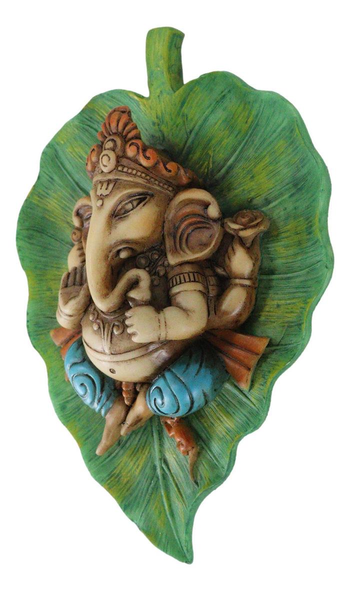 Ebros Gift Colorful Lord Ganesha On Peepal Banyan Leaf Vastu Figurine Hindu God Of Success