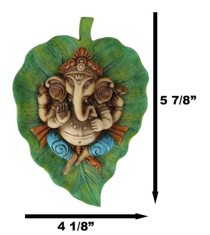 Ebros Gift Colorful Lord Ganesha On Peepal Banyan Leaf Vastu Figurine Hindu God Of Success