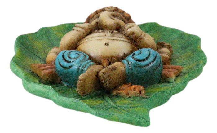 Ebros Gift Colorful Lord Ganesha On Peepal Banyan Leaf Vastu Figurine Hindu God Of Success
