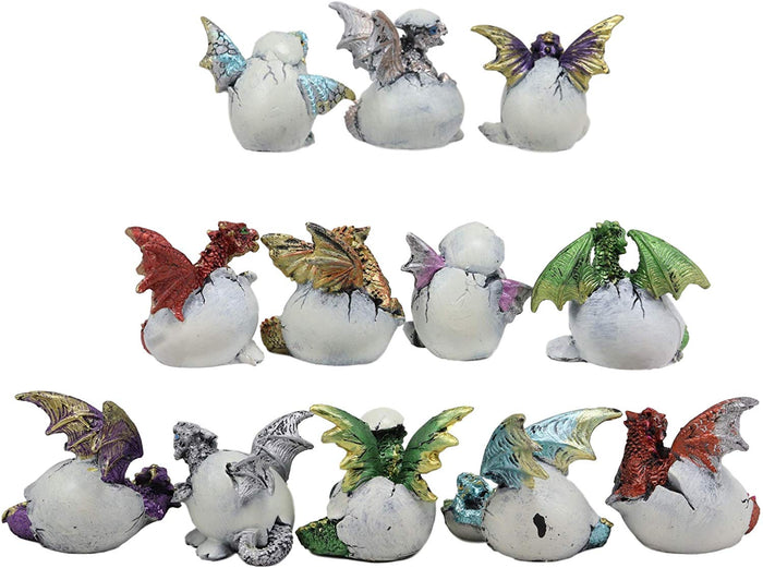 Ebros Gift Colorful Miniature 12 Month Birthstone Dragons In Gemstone Eggs Figurine Set