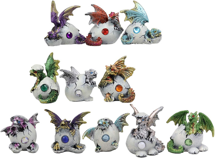 Ebros Gift Colorful Miniature 12 Month Birthstone Dragons In Gemstone Eggs Figurine Set