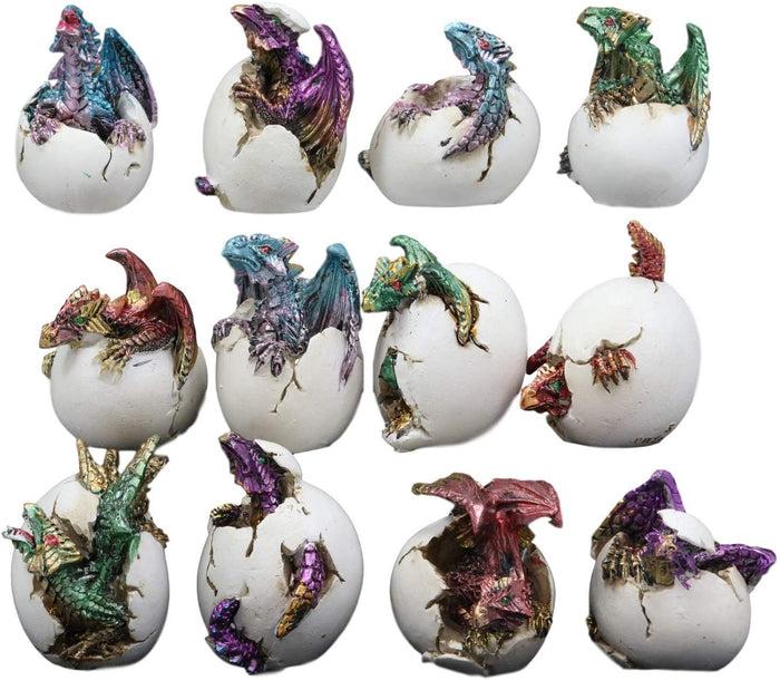 ebros gift Colorful Miniature Wyrmling Dragons in Eggs Figurine Set of 12 Dragon Hatchlings