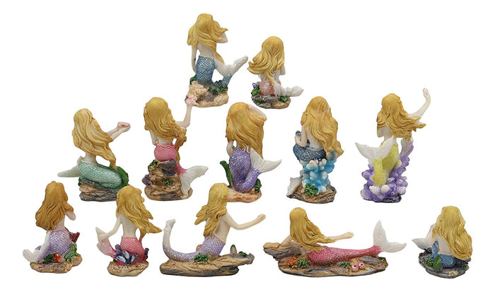 Ebros Gift Colorful Nautical Ocean Coral Reef Siren Mermaids Miniature Figurine Set Of 12