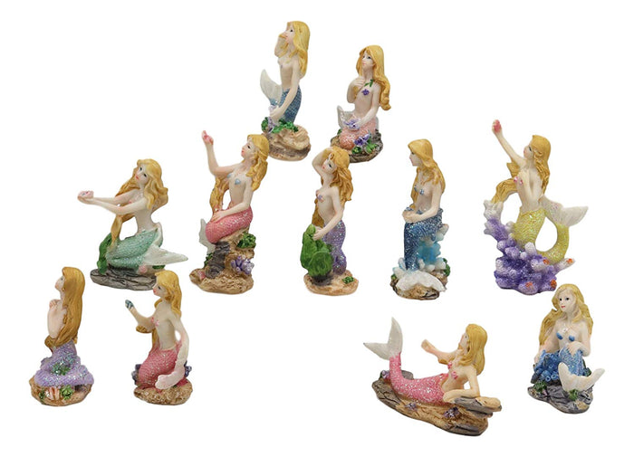 ebros gift Colorful Nautical Ocean Coral Reef Siren Mermaids Miniature Figurine Set of 12