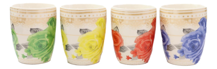 Ebros Gift Colorful Petite English Victorian Floral Blossoms Porcelain Tea Coffee Mug Set