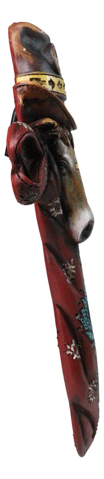 Ebros Gift Colorful Southwestern Cowboy Bull With Sheriff Hat And Floral Design Wall Cross