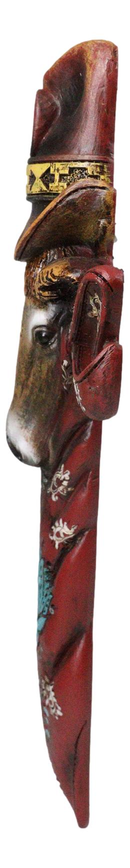 Ebros Gift Colorful Southwestern Cowboy Bull With Sheriff Hat And Floral Design Wall Cross