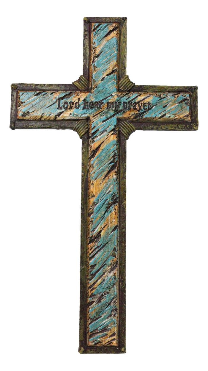 ebros gift Colorful Turquoise Sunset Lord Hear My Prayer Wall Cross Plaque Figurine 12"H