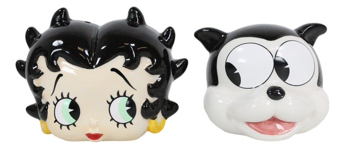 Ebros Gift Comical Betty Boop And Bimbo Dog Collectible Ceramic Salt And Pepper Shakers Set