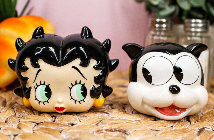 ebros gift Comical Betty Boop And Bimbo Dog Collectible Ceramic Salt And Pepper Shakers Set