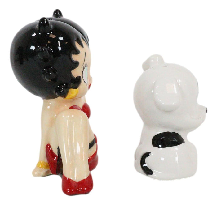 Ebros Gift Comical Betty Boop And Pudgy Dog Collectible Ceramic Salt And Pepper Shakers Set