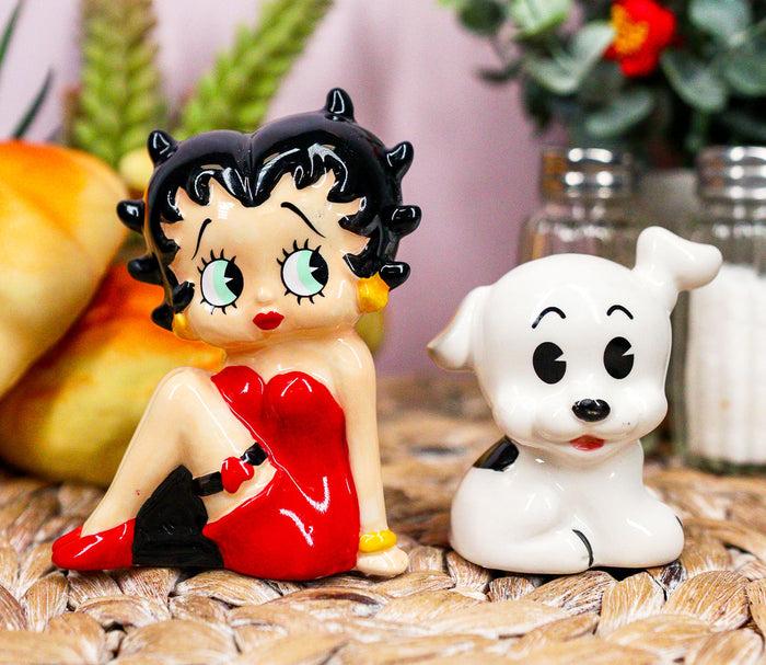 ebros gift Comical Betty Boop And Pudgy Dog Collectible Ceramic Salt And Pepper Shakers Set