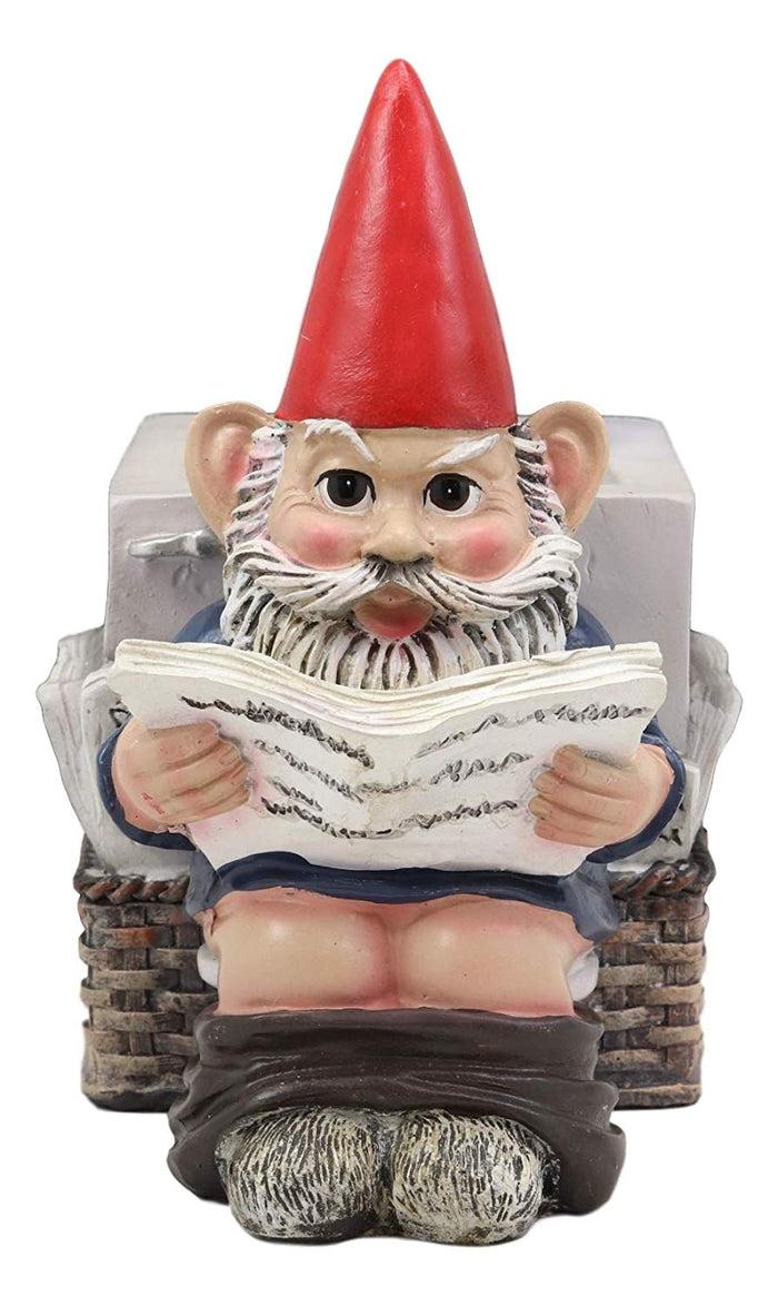Ebros Gift Constipated Mr Gnome With Pants Down By Toilet Bowl Stationery Holder Figurine
