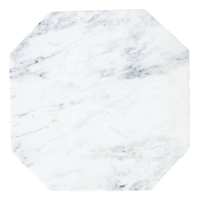 Ebros Gift Contemporary Brushed Gold Metal With Natural Marble Top Octagonal Side Table