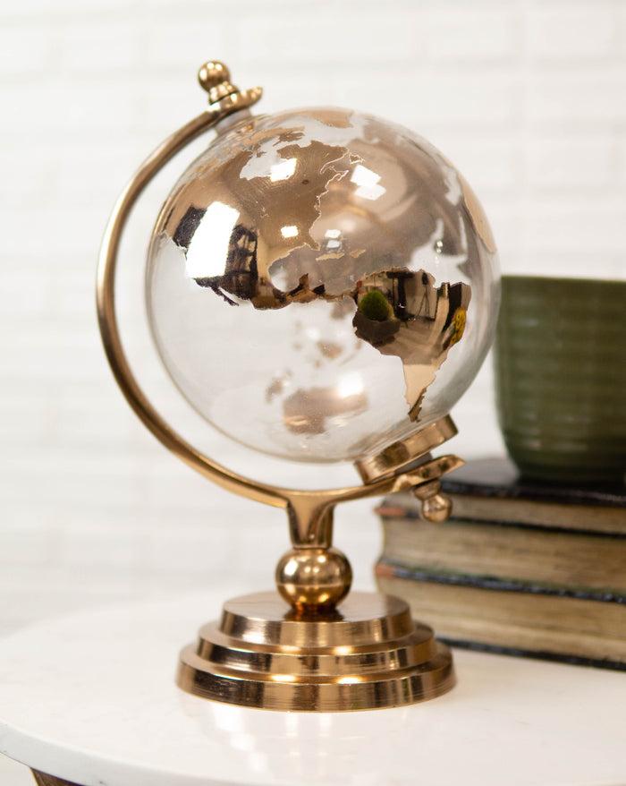 ebros gift Contemporary Decorative Desktop World Atlas Map Shiny Copper Globe With Axis